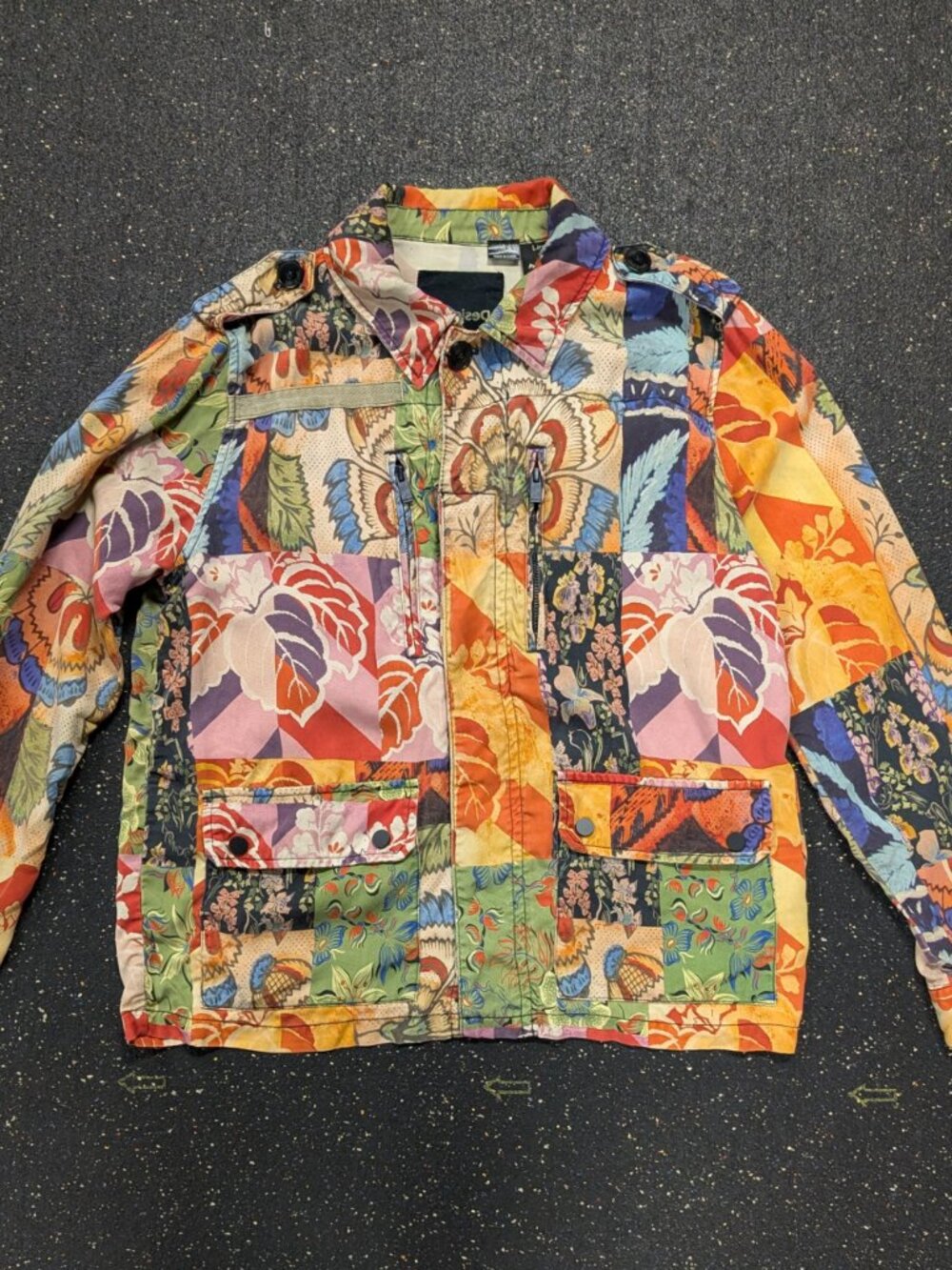 Desigual Patchwork Jacket Size Medium Boho Floral Unique Shacket Artsy - Picture 8 of 11